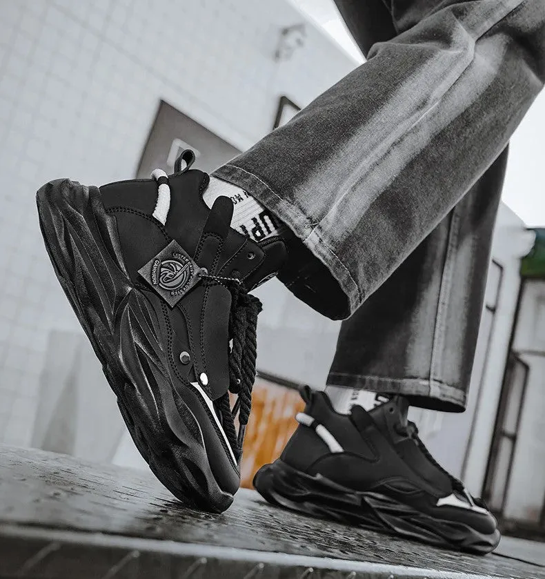 Men's Leather High-Top Chunky Casual Sneakers (In Stock)