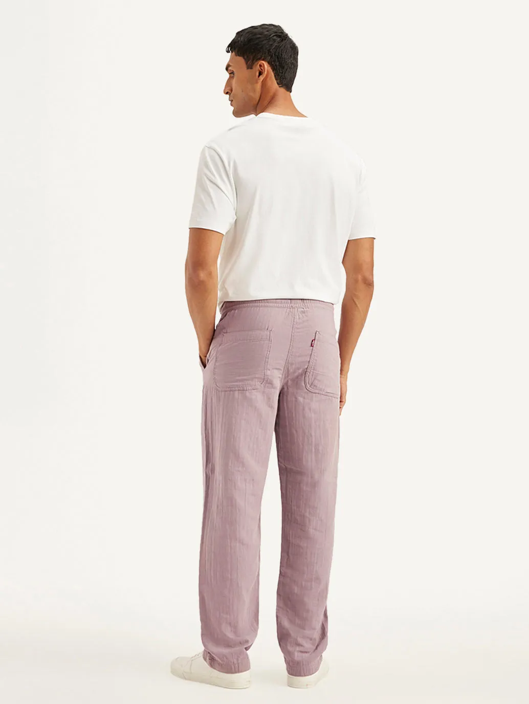 Men's Mauve Loose Straight Fit Chino Trousers