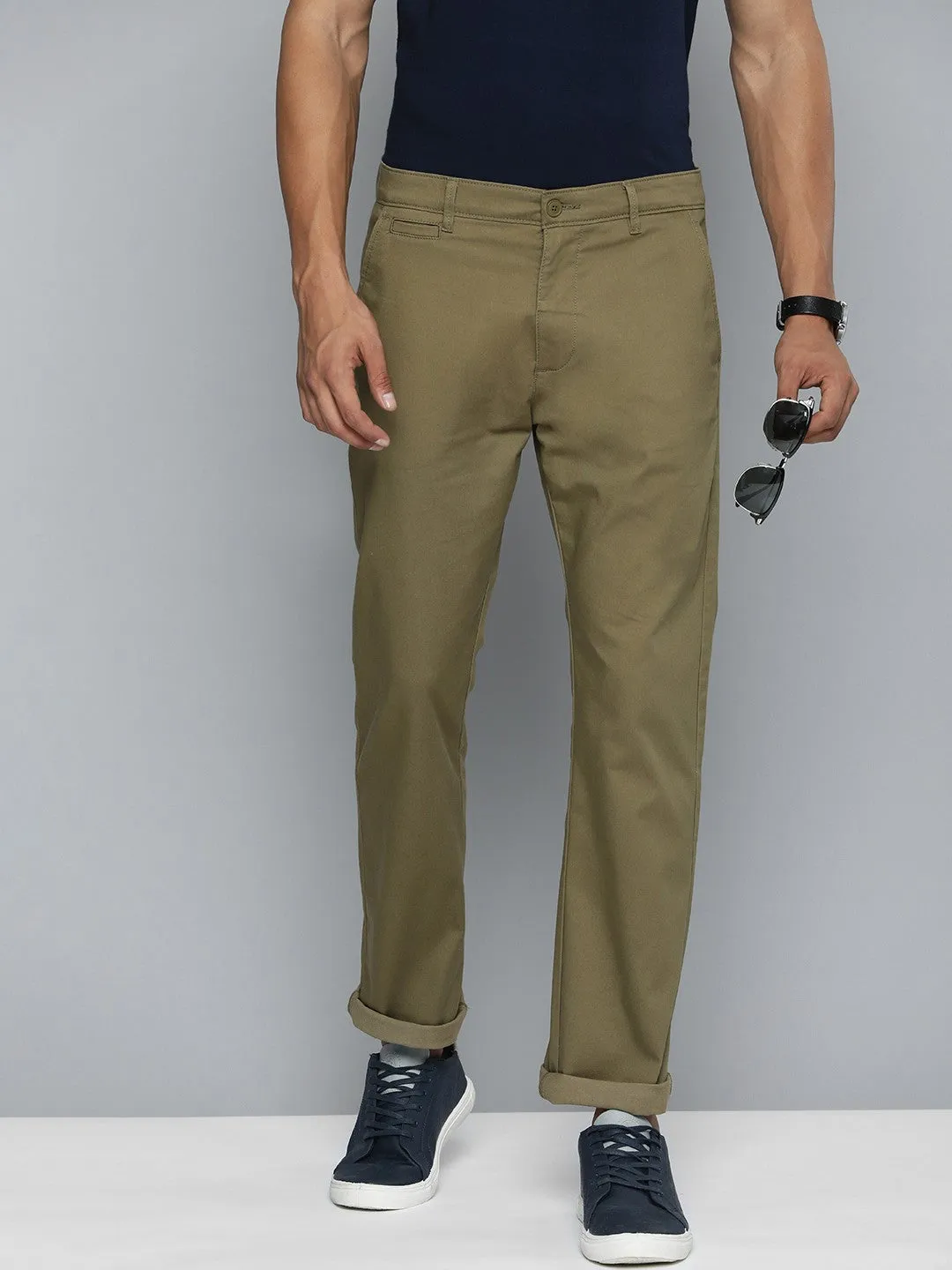 Men's Olive Slim Fit Chino Trousers