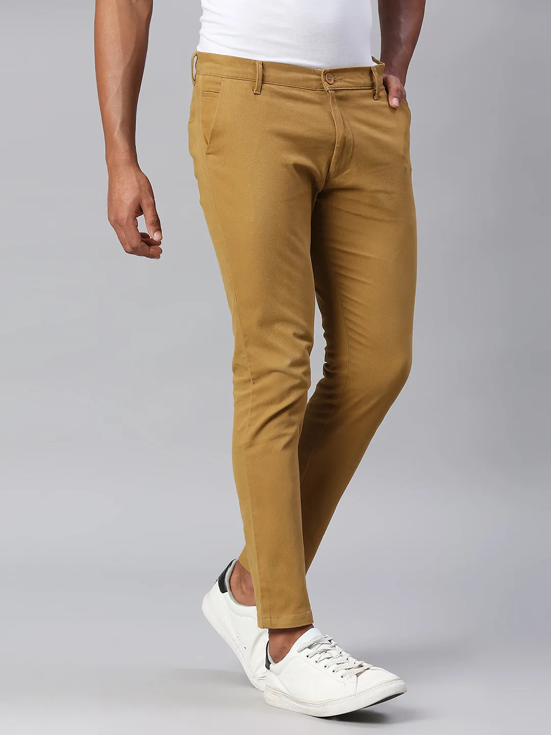 Men's Tapered Fit Cotton Chinos (Khaki)