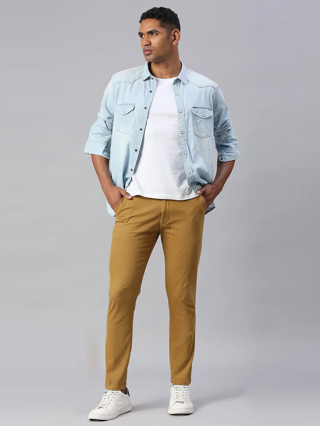 Men's Tapered Fit Cotton Chinos (Khaki)
