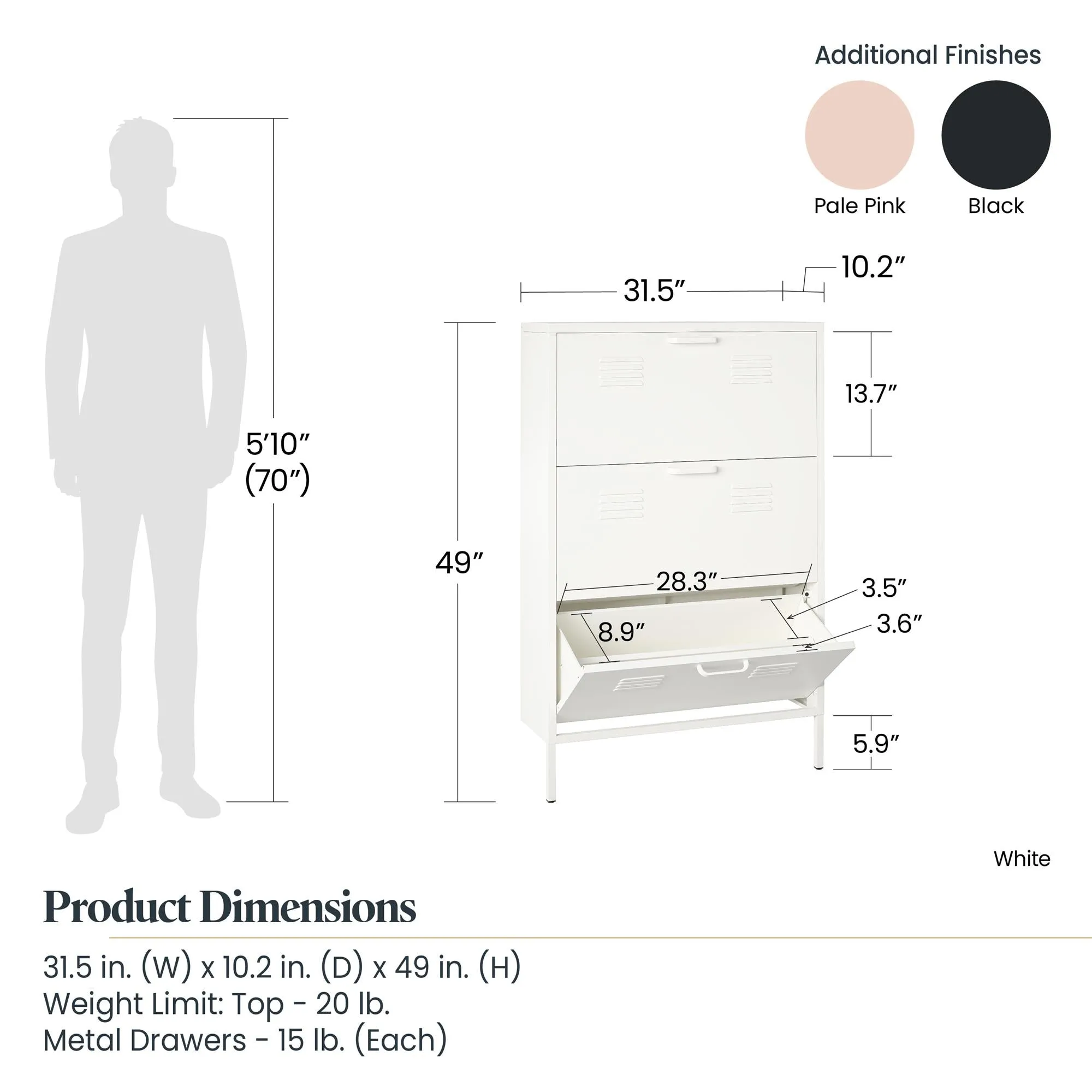 Mission District 3 Door Locker Style Metal Shoe Storage Cabinet