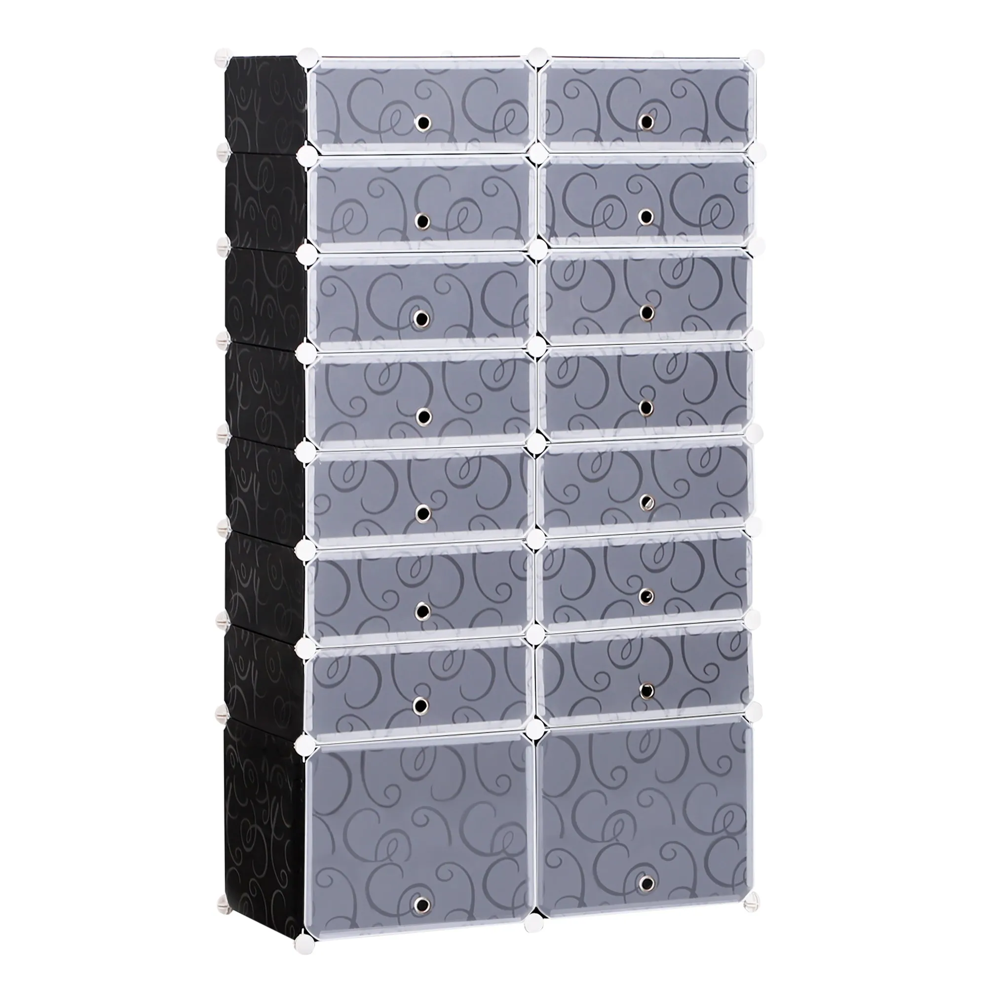 Modular Scarpera 16 cubes in PP black and white 95x37x160cm