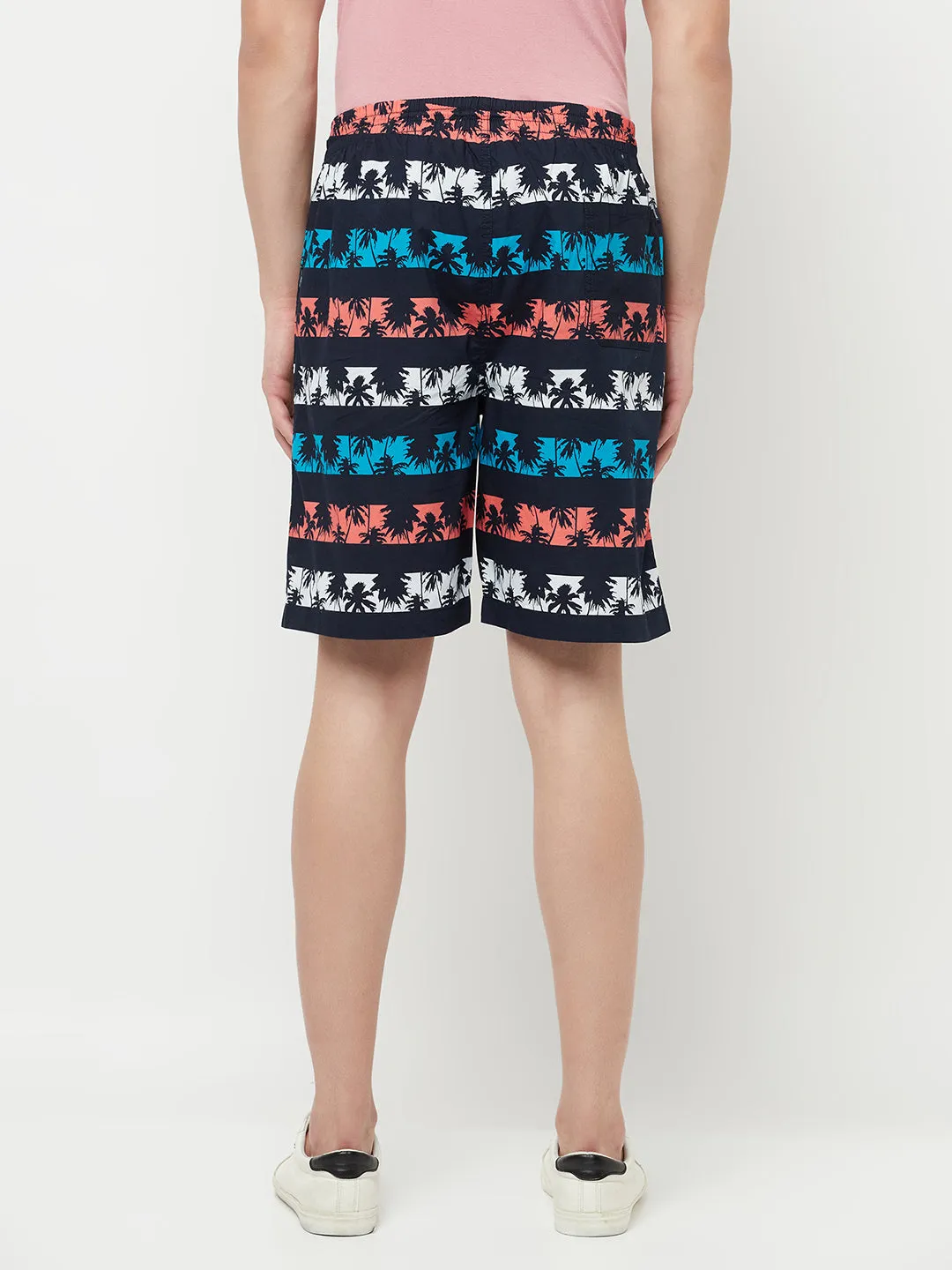 Navy Blue Floral Printed Lounge Shorts