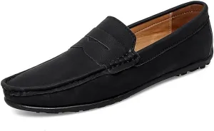New Men's Loafers Round Toe Vegan Leather Penny Loafers Comfortable Flat Heel Flexible Party Slip On