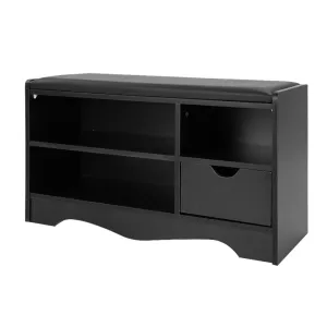 NNEDPE Shoe Rack Cabinet Organiser Black Cushion - 80 x 30 x 45 - Black