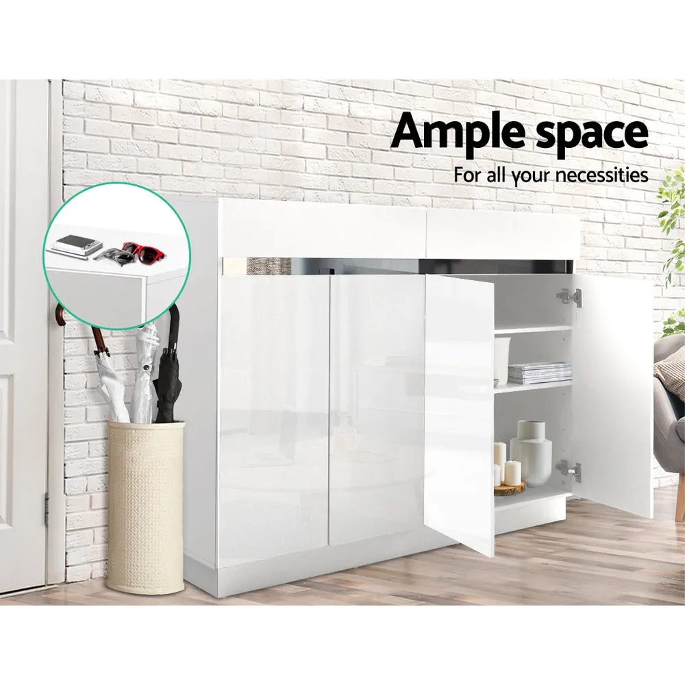 NNEDSZ 120cm Shoe Cabinet Shoes Storage Rack High Gloss Cupboard White Drawers