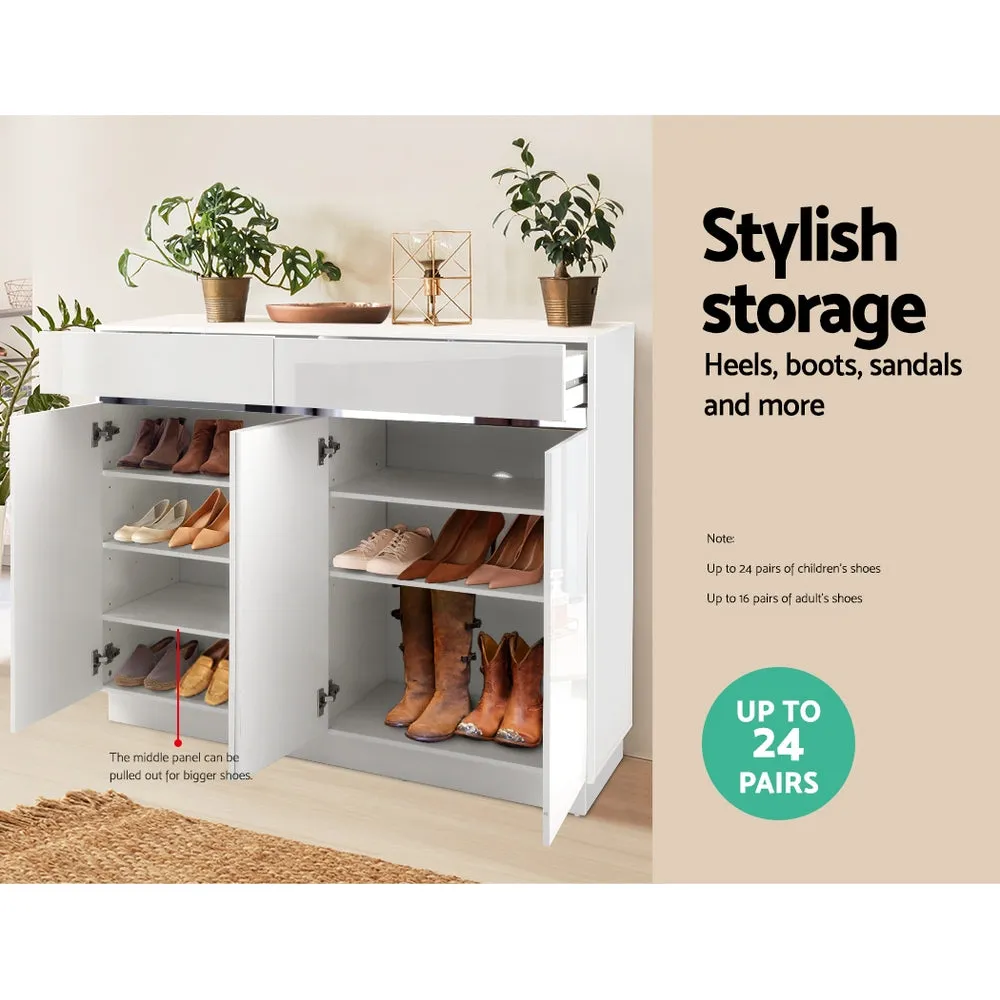 NNEDSZ 120cm Shoe Cabinet Shoes Storage Rack High Gloss Cupboard White Drawers