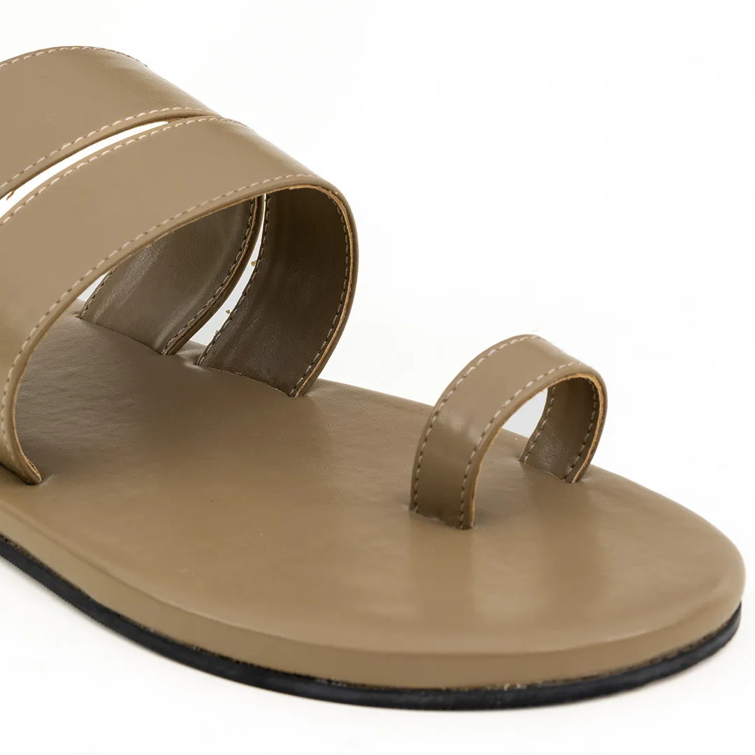Paaduks Uri Toe-Ring Vegan Leather Slides for Men (Cement)