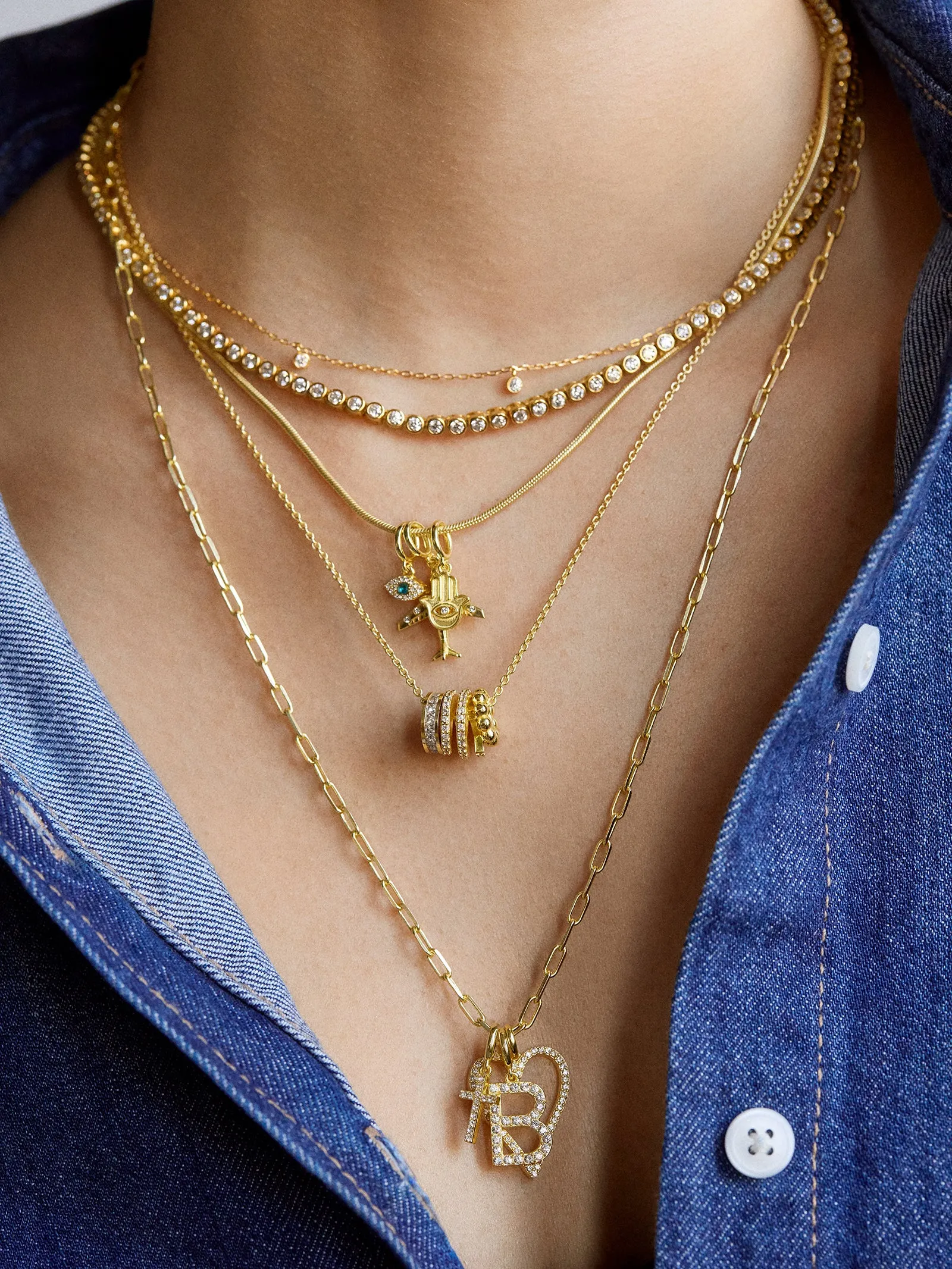 Pavé Initial Cluster Charm - F