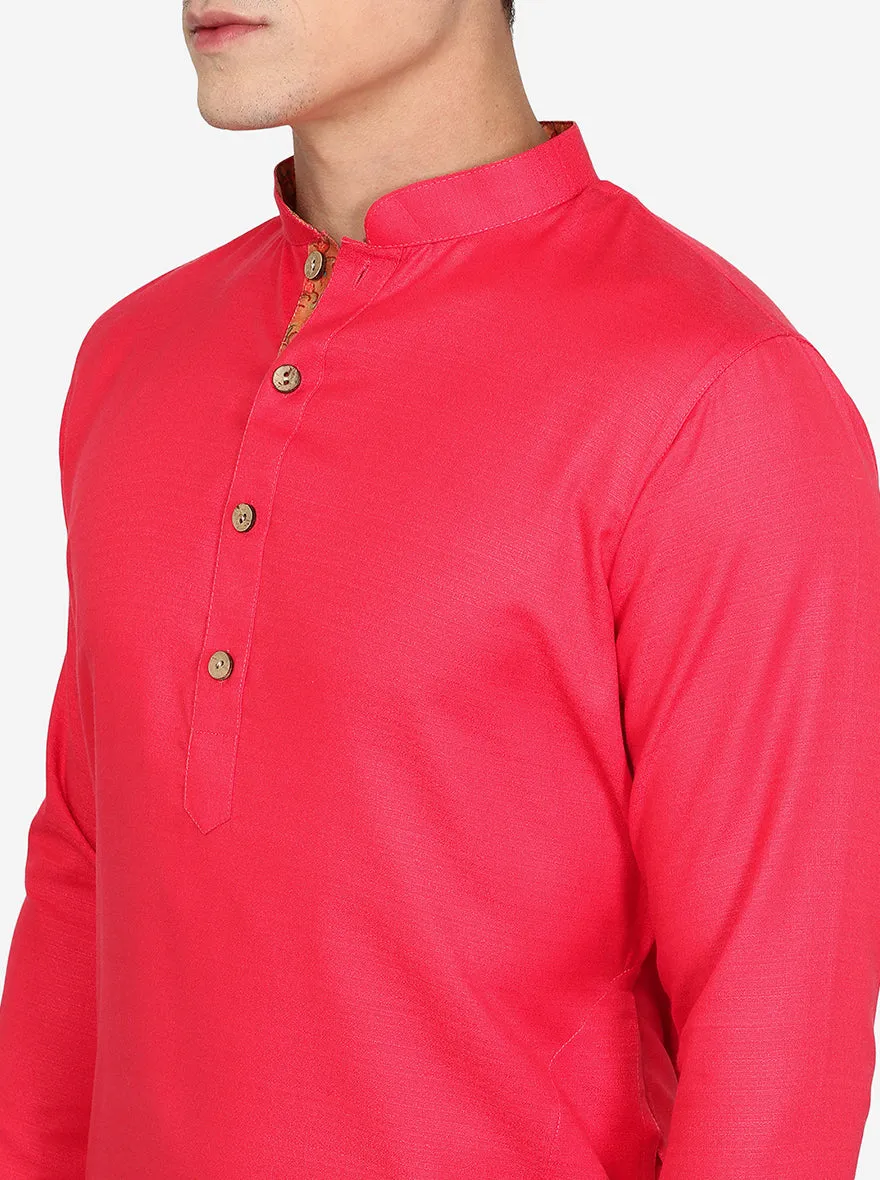Peach Solid Cotton Blend Kurta | The Kurta Company