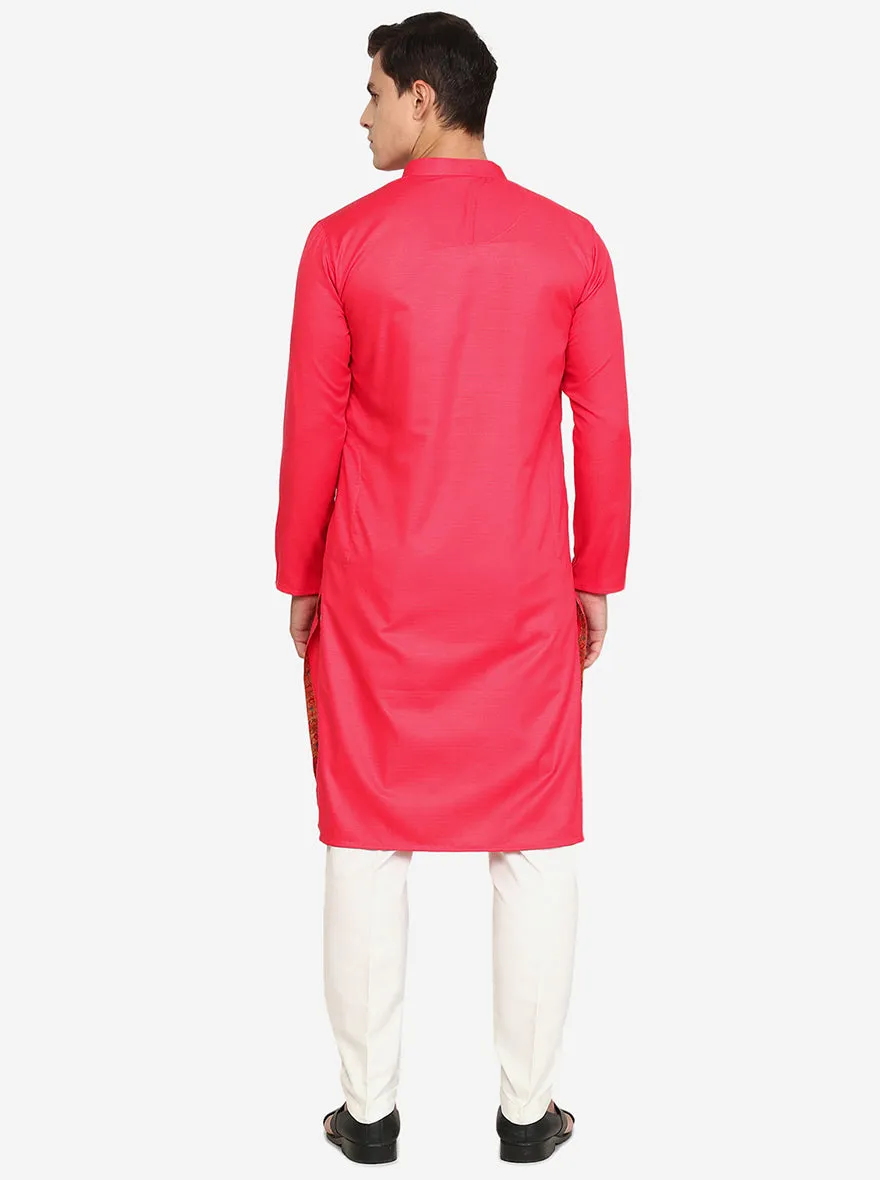 Peach Solid Cotton Blend Kurta | The Kurta Company