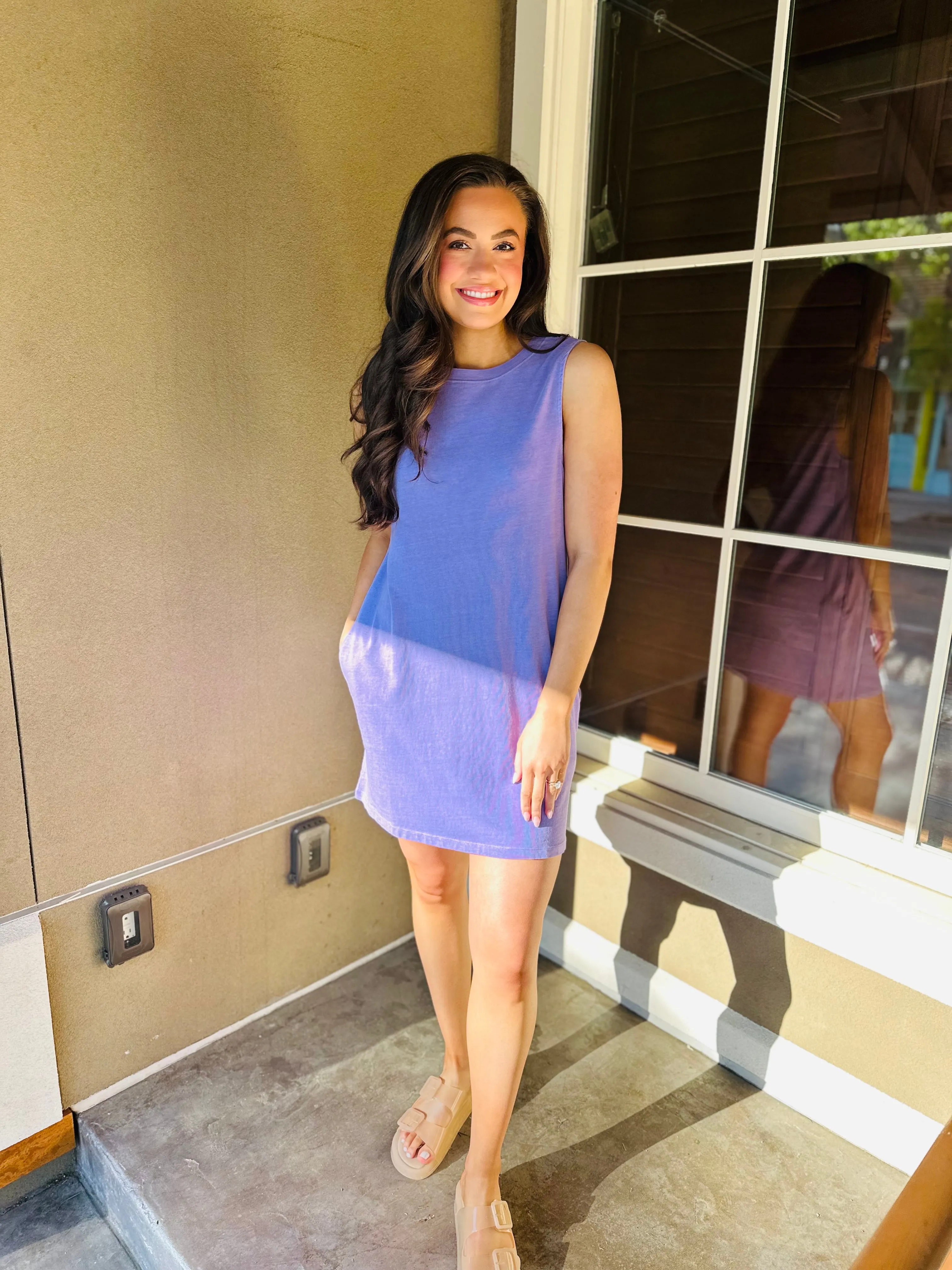 Peter Sleeveless Pocket Dress- Wisteria