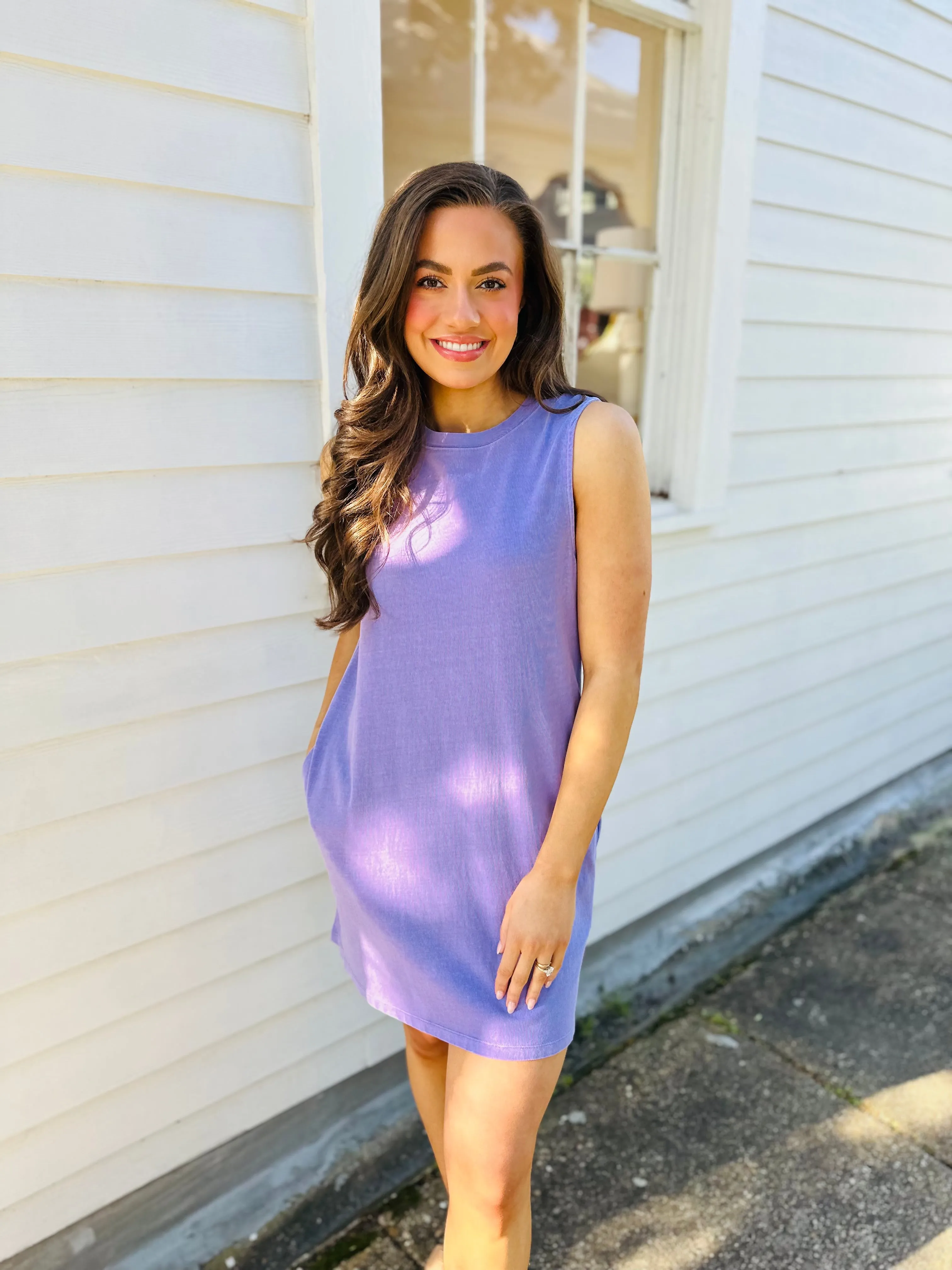 Peter Sleeveless Pocket Dress- Wisteria