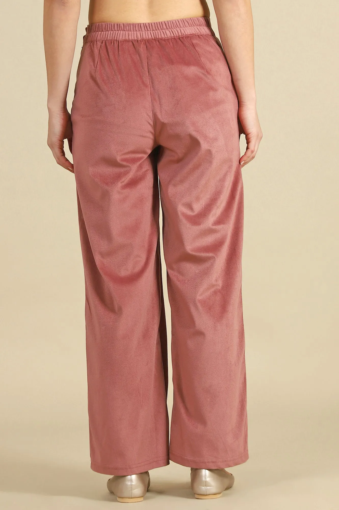Pink Solid Parallel Pants