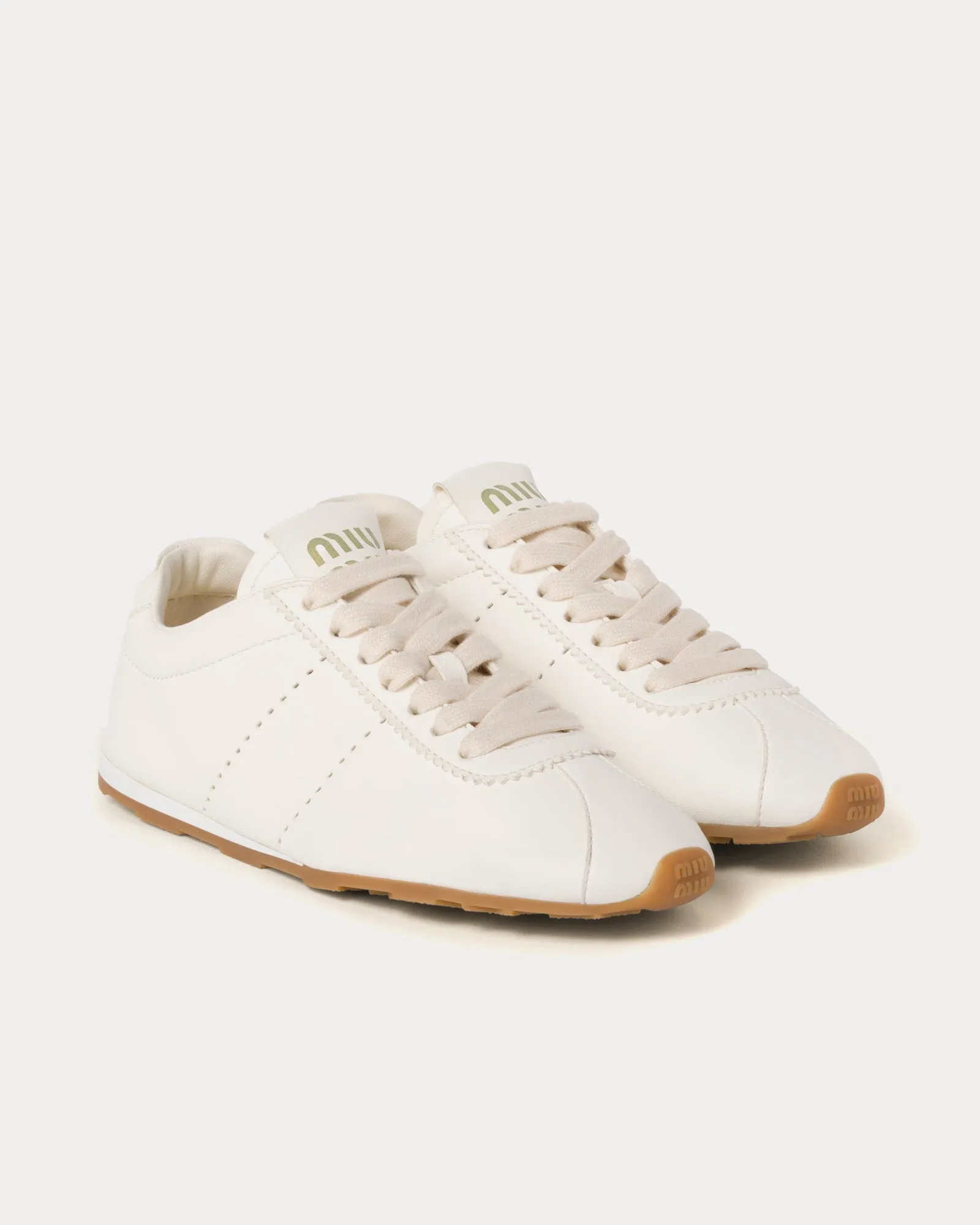 Plume Nappa Leather Ivory Low Top Sneakers