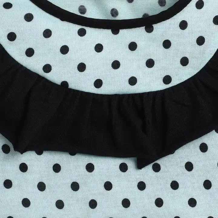 Polka Printed Yoke Frill Set