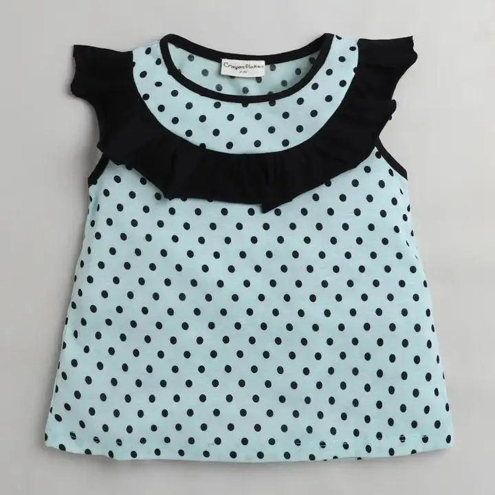 Polka Printed Yoke Frill Set