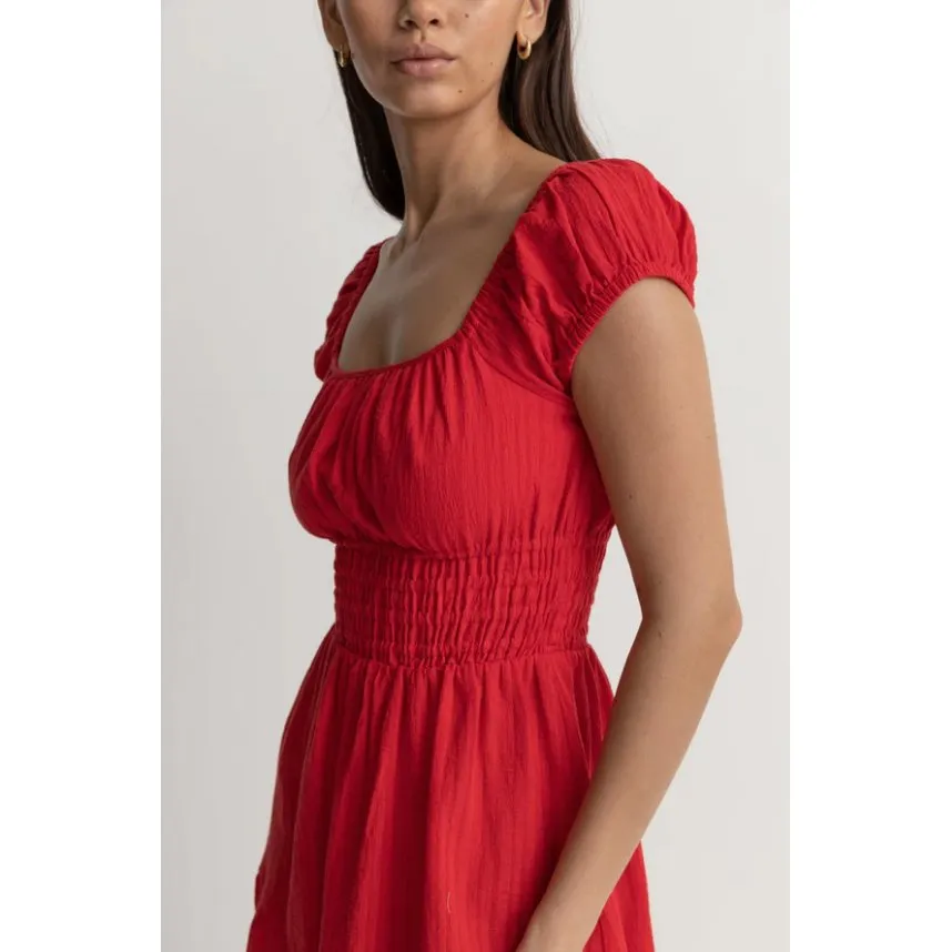 Raya Cap Sleeve Mini Dress - Red Sand