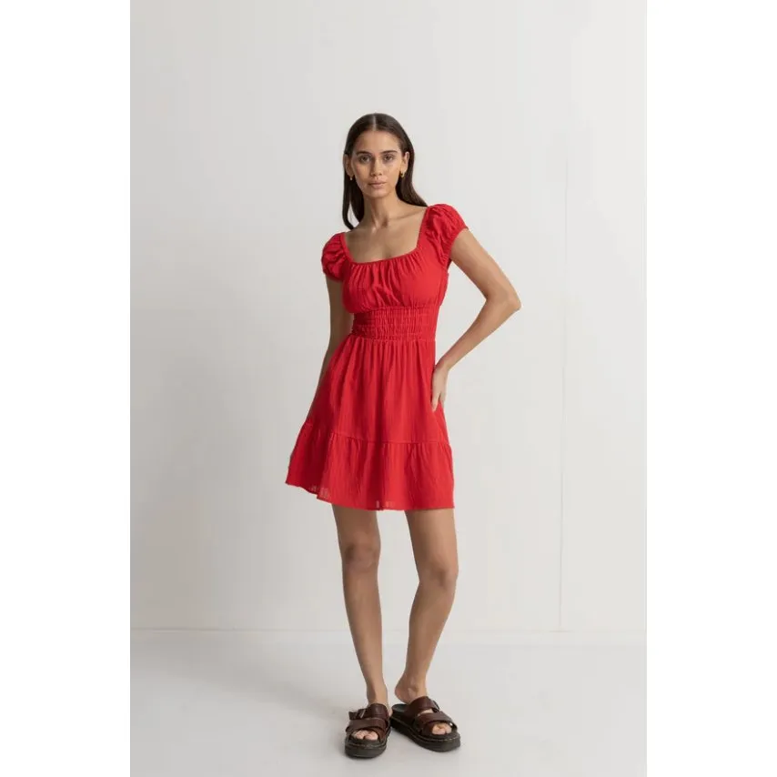 Raya Cap Sleeve Mini Dress - Red Sand