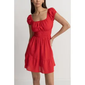 Raya Cap Sleeve Mini Dress - Red Sand