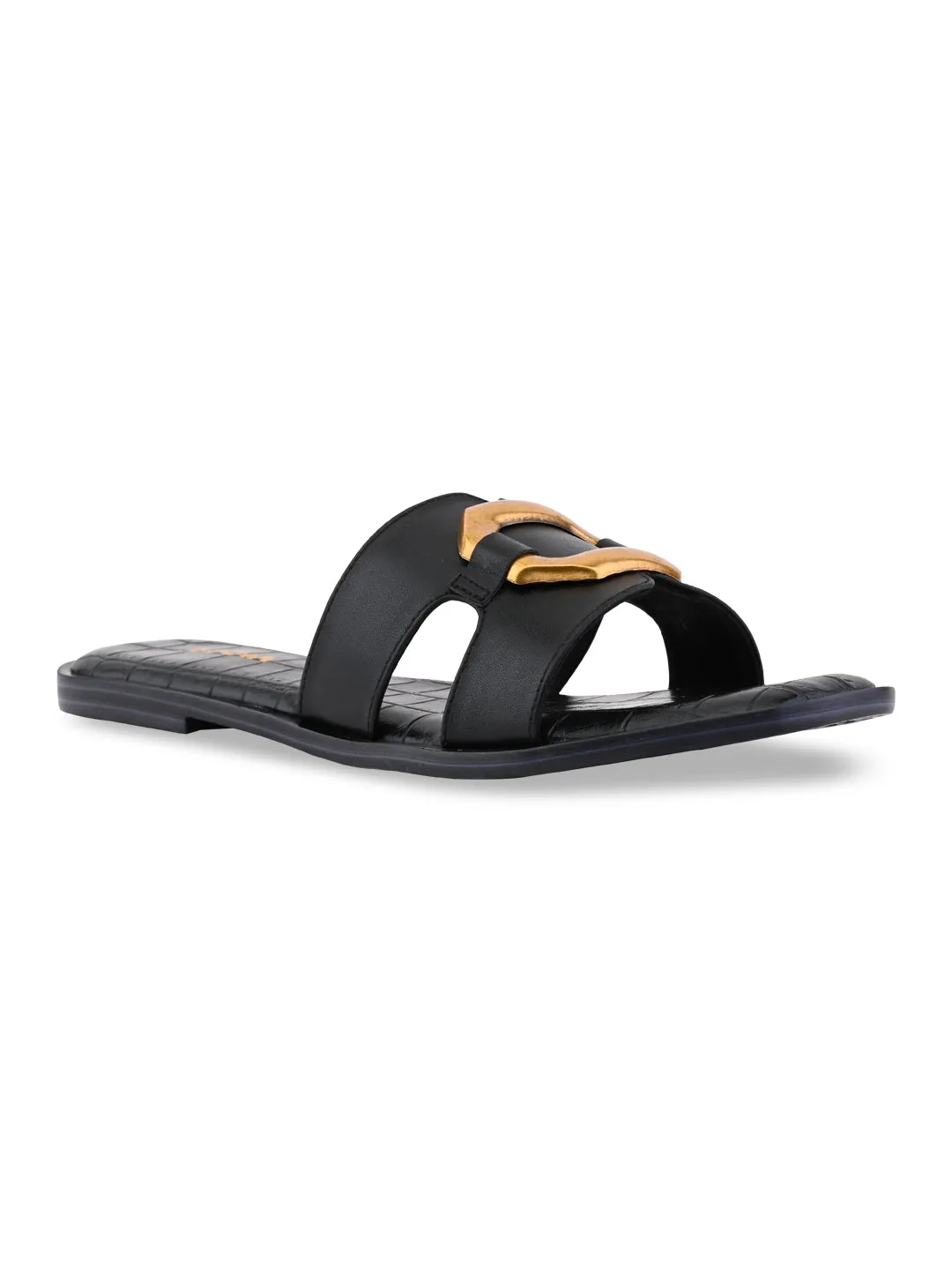 Rocia By Regal Black Women Casual Buckled Flats
