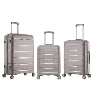 Rockland Pasadena Hardside Spinner Wheel Luggage, Silver, 19", 23", 27"