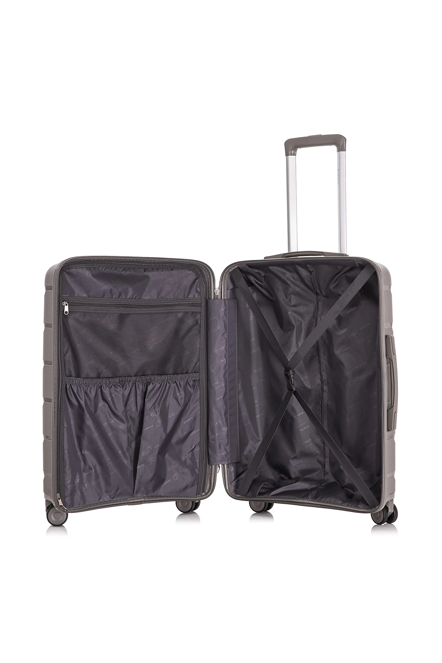 Rockland Pasadena Hardside Spinner Wheel Luggage, Silver, 19", 23", 27"