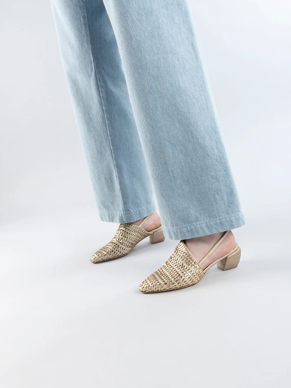 SALLY 032 Platino Opaco - Platinum Slingback Sandals