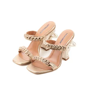 SHR Love Reminder golden leather sandals