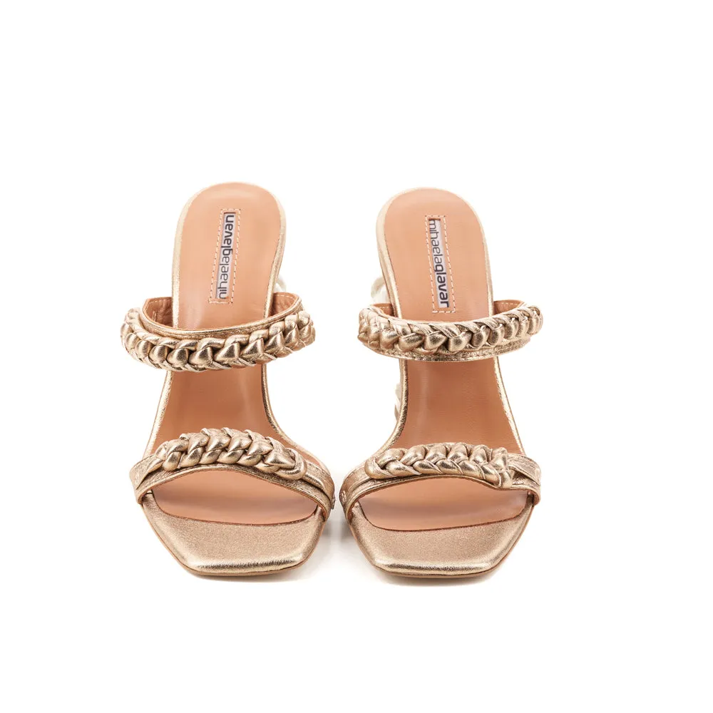 SHR Love Reminder golden leather sandals