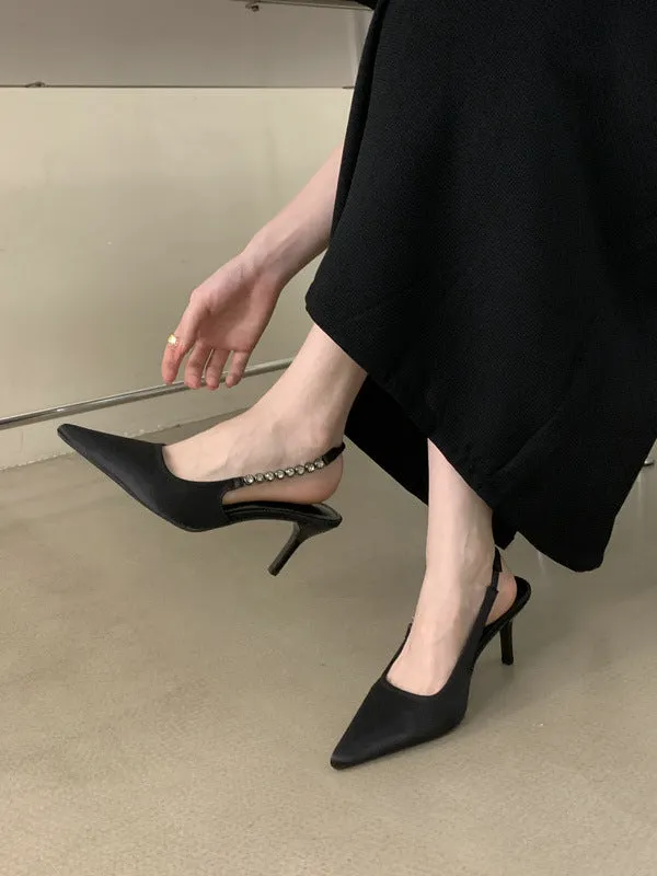Silver Stiletto Sexy INS Style Versatile Women's Sandals