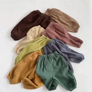 Solid Color Linen Pleated Harem Pants