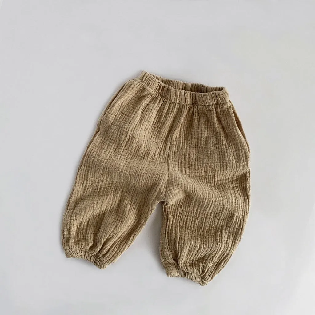 Solid Color Linen Pleated Harem Pants