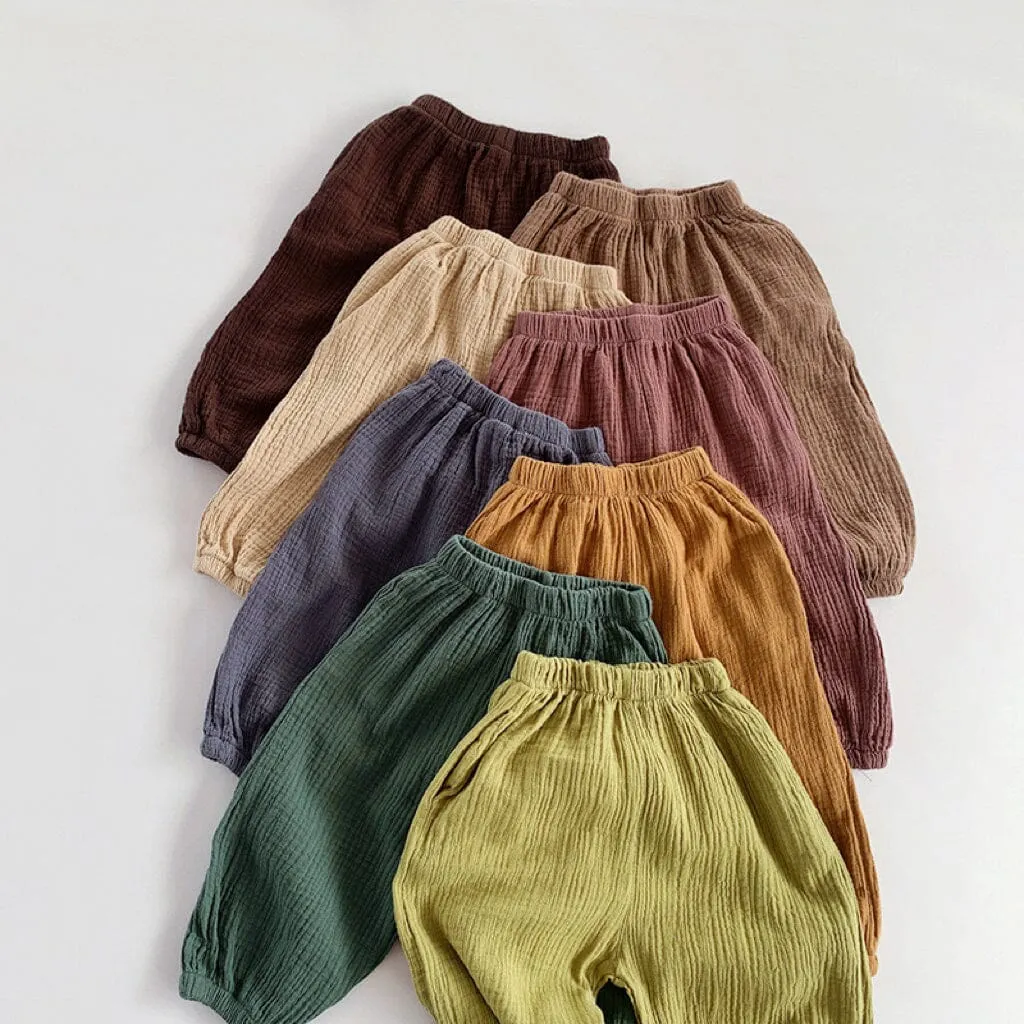 Solid Color Linen Pleated Harem Pants