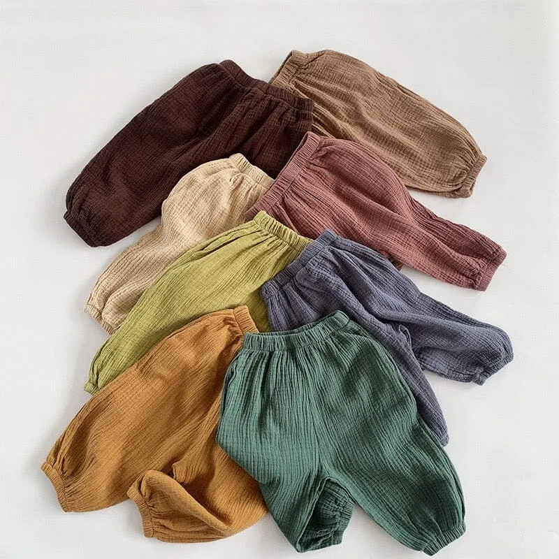 Solid Color Linen Pleated Harem Pants