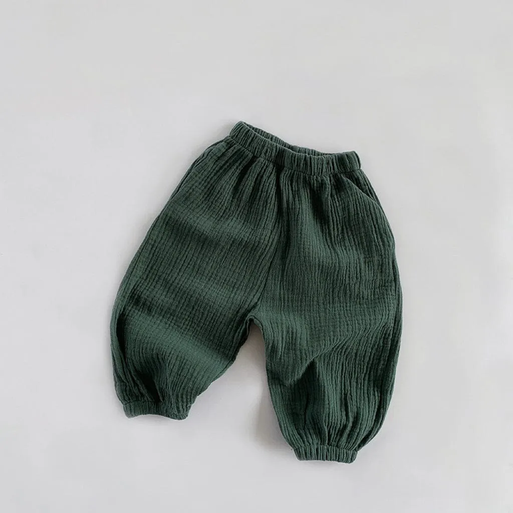 Solid Color Linen Pleated Harem Pants