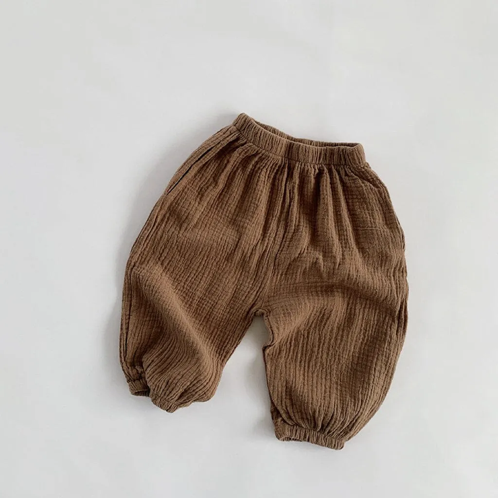 Solid Color Linen Pleated Harem Pants