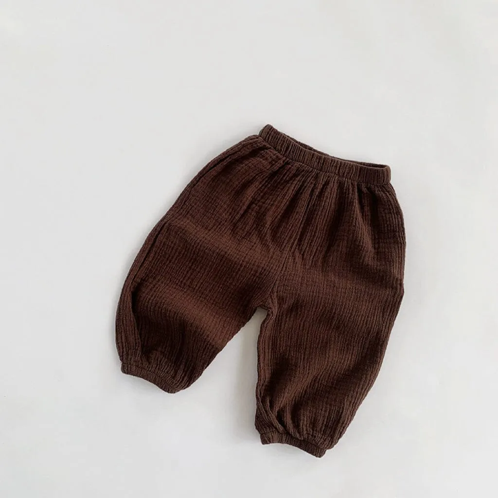 Solid Color Linen Pleated Harem Pants