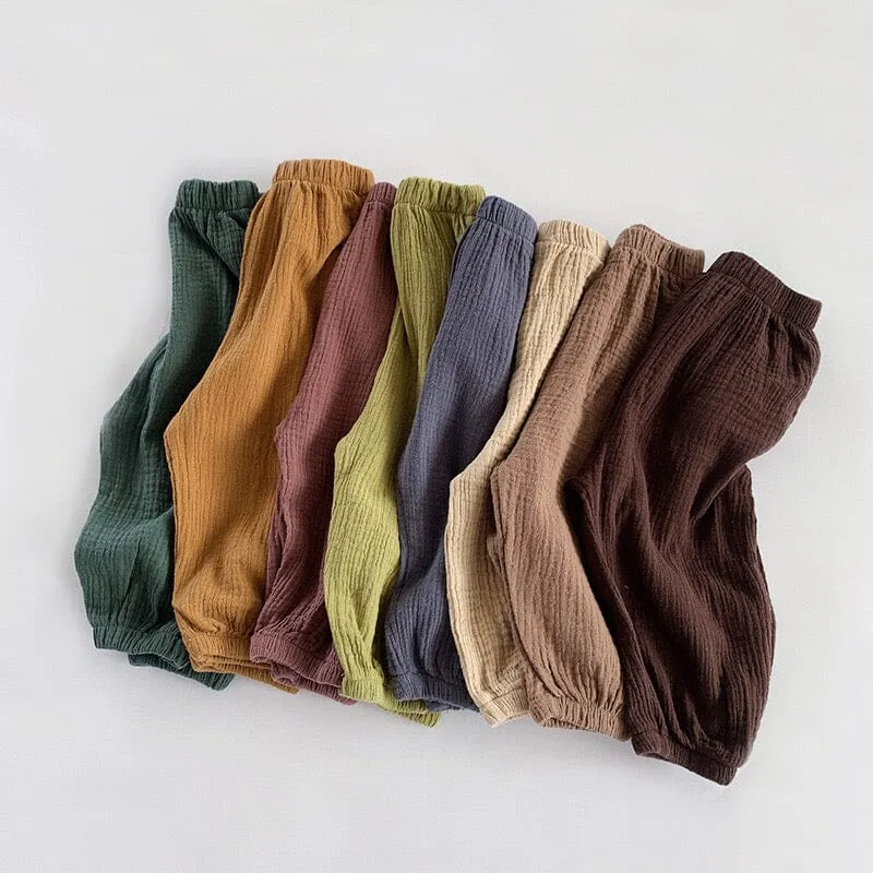 Solid Color Linen Pleated Harem Pants