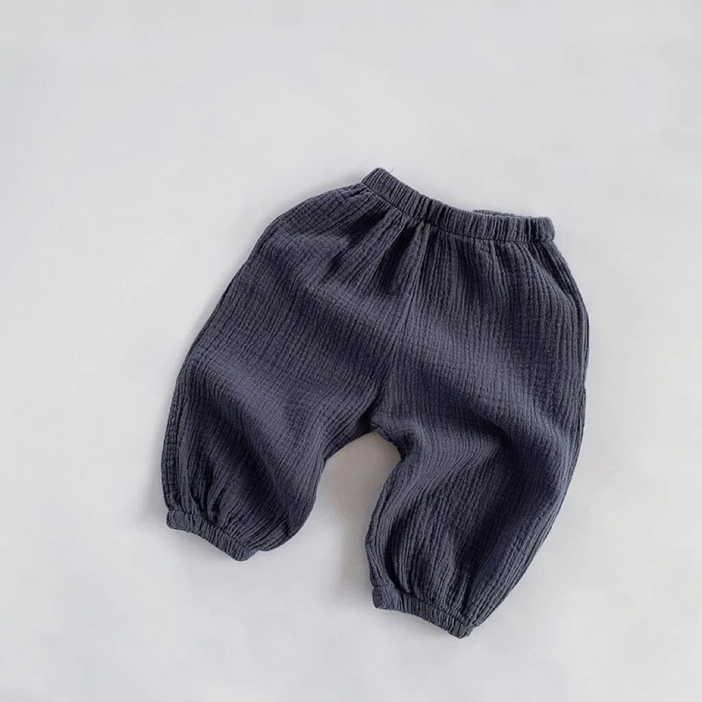 Solid Color Linen Pleated Harem Pants