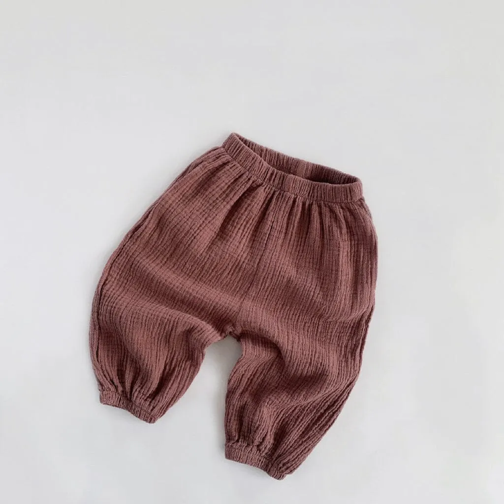 Solid Color Linen Pleated Harem Pants