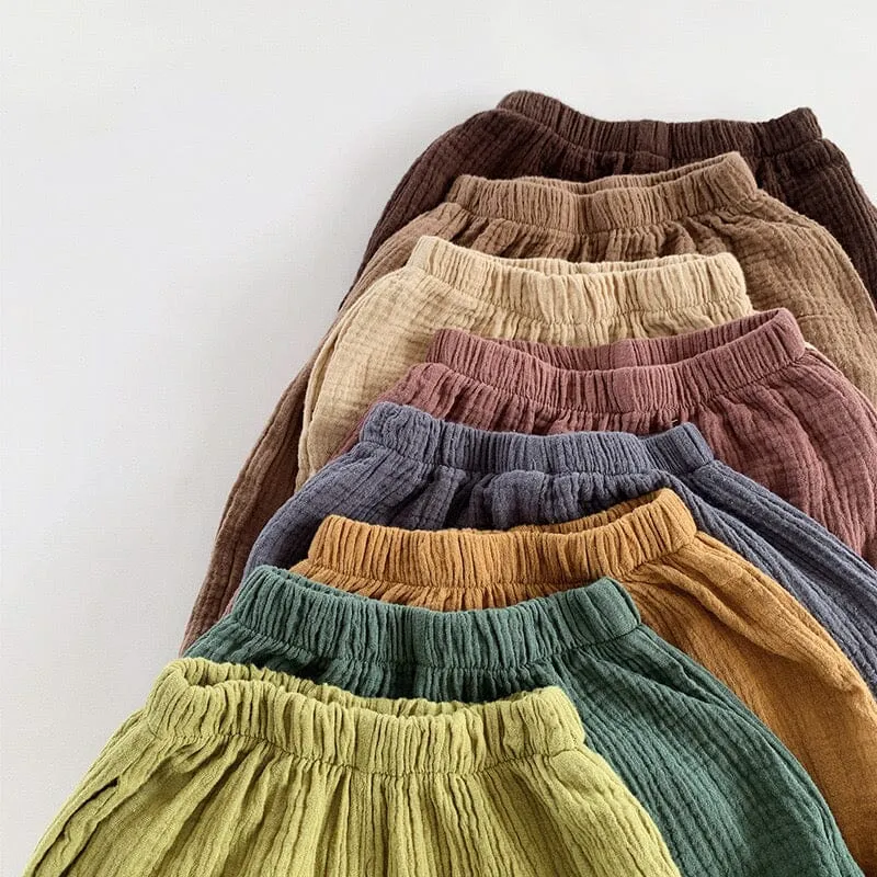 Solid Color Linen Pleated Harem Pants