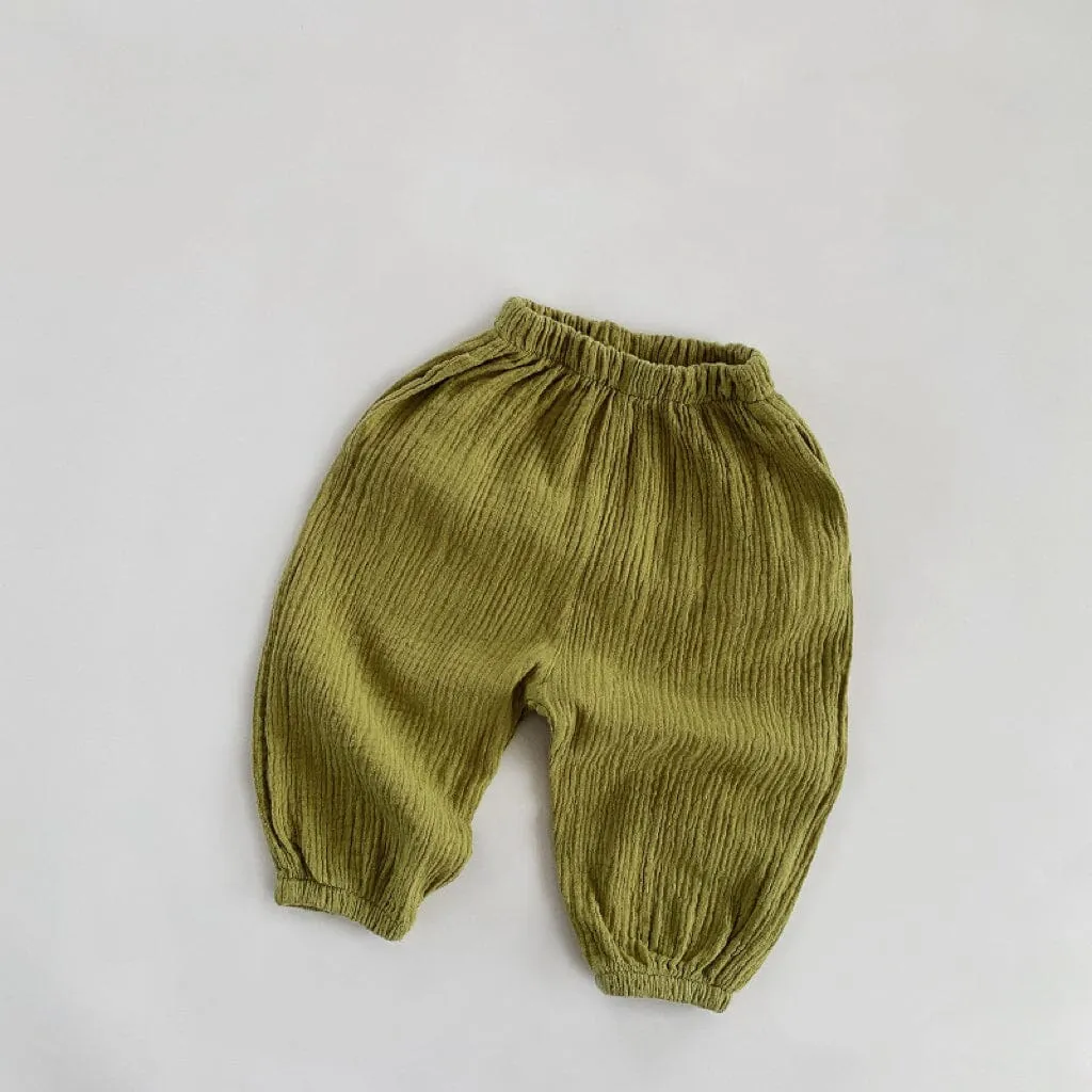 Solid Color Linen Pleated Harem Pants