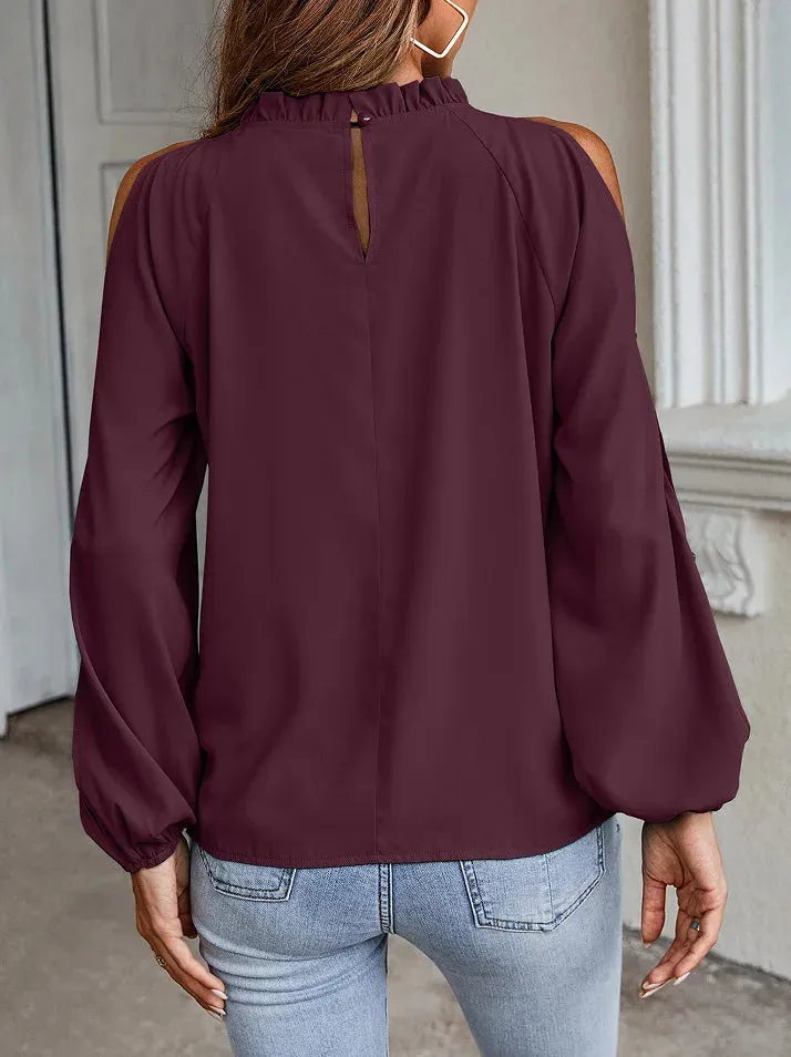 Solid Color Loose Tops Casual Fashion Long Sleeve Shirt Women Blouse