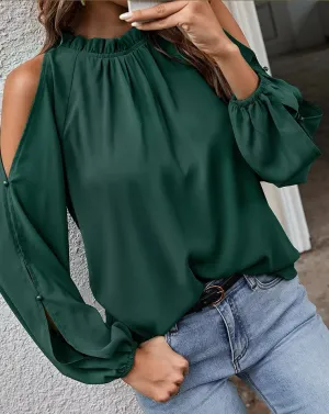 Solid Color Loose Tops Casual Fashion Long Sleeve Shirt Women Blouse