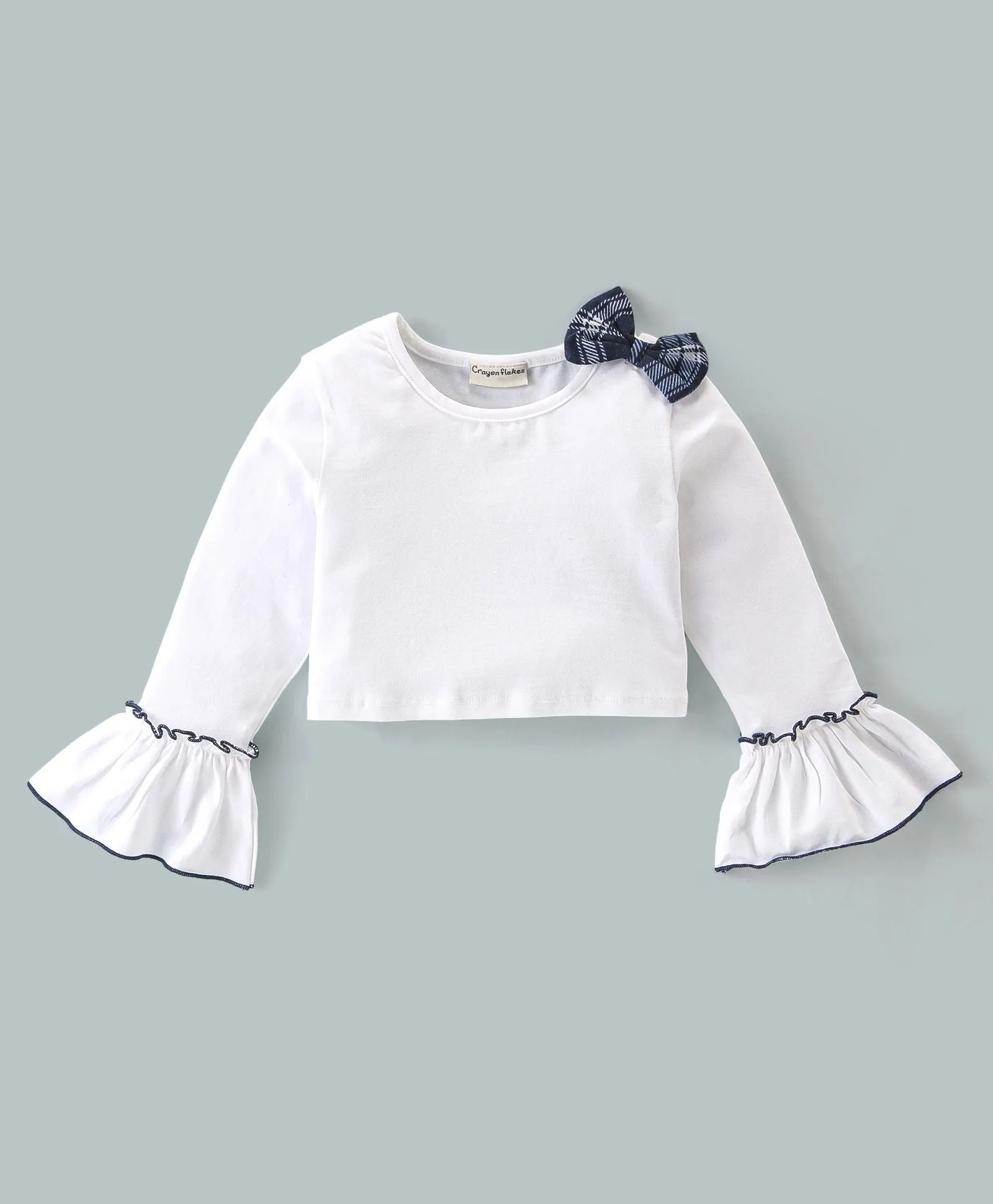 Solid Frilled Top Checkered Palazzo Set