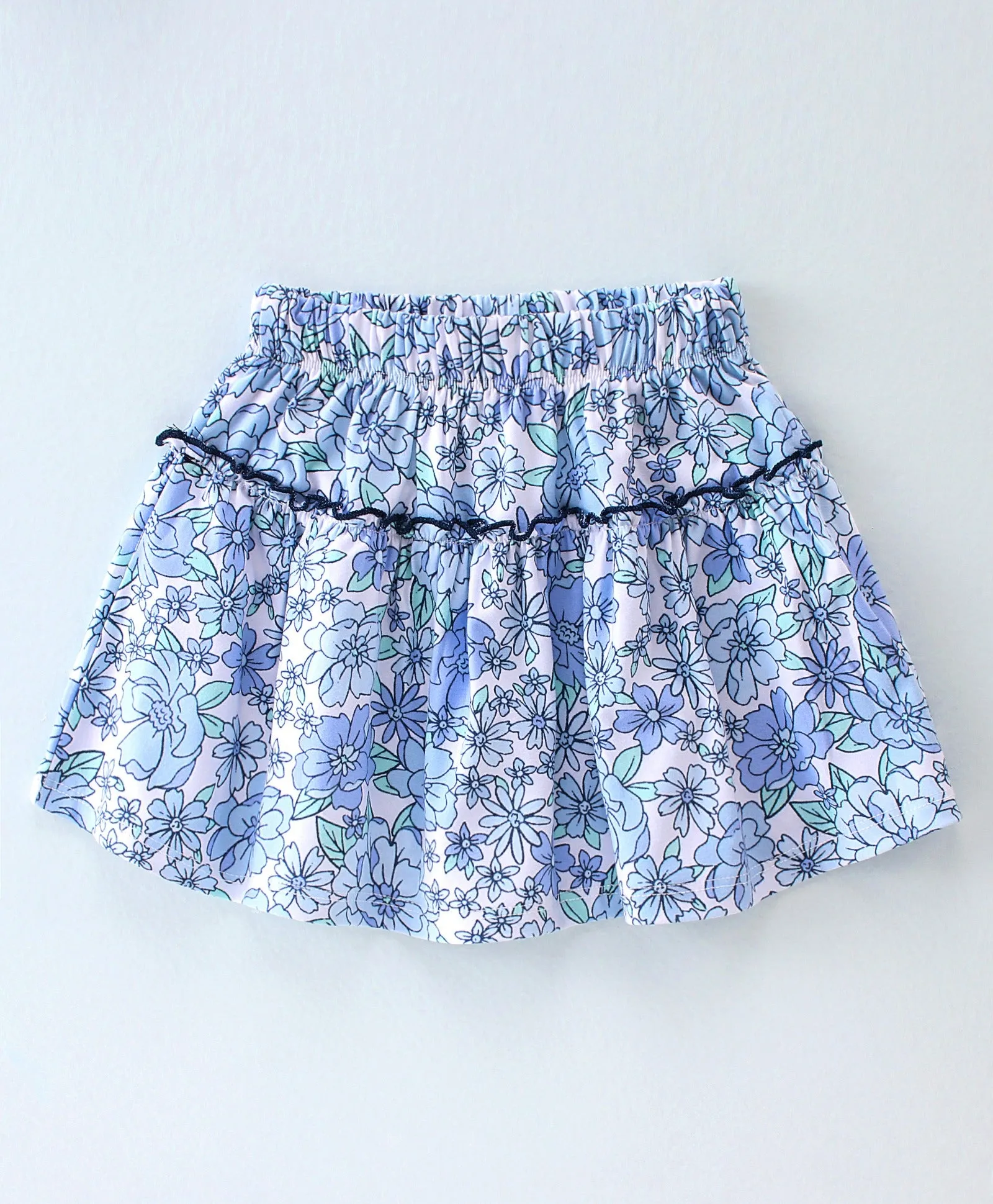 Solid Top with Floral Skirt Set