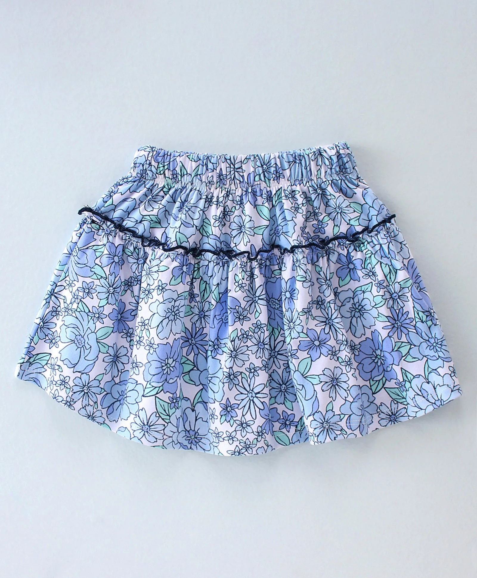 Solid Top with Floral Skirt Set