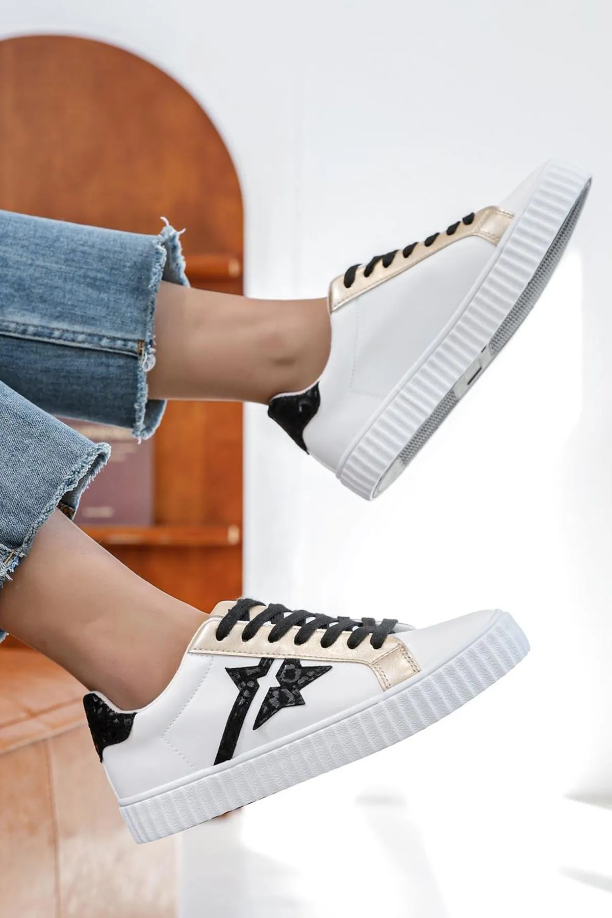 Star Detail Platform Lace Up Trainer